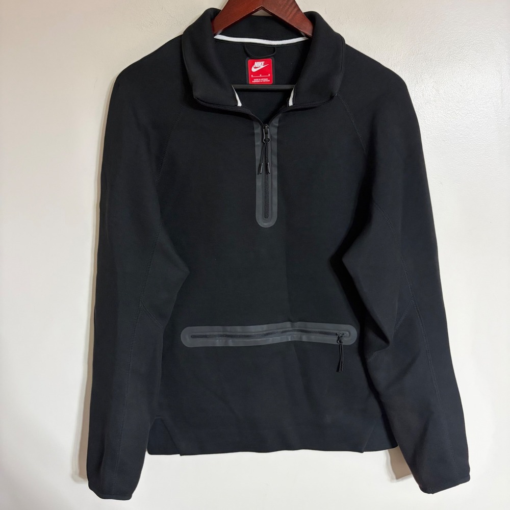 Nike Tech Fleece Quarter Zip Pullover Black Mens Medium Mock Neck Sweatshirt